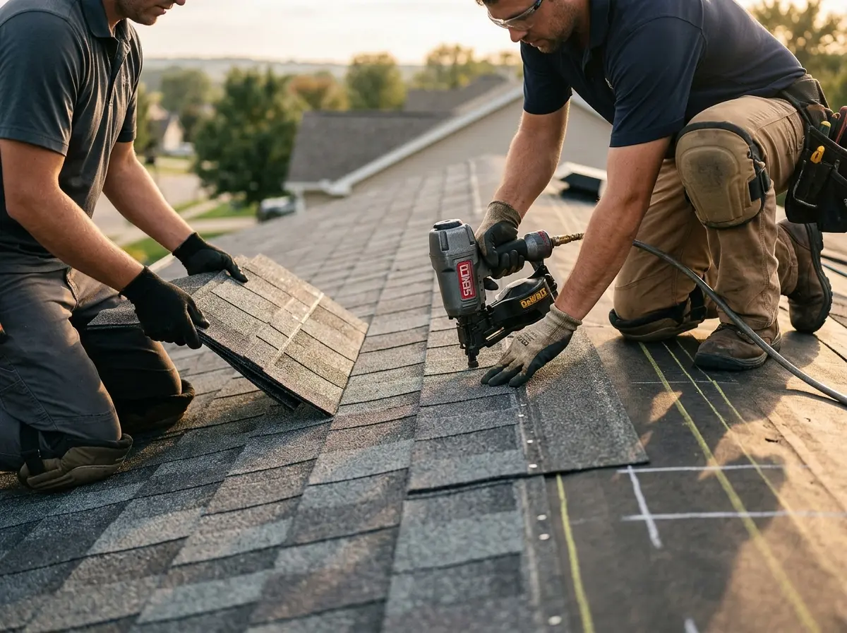Professional roofer working on a residential roof in Ringwood